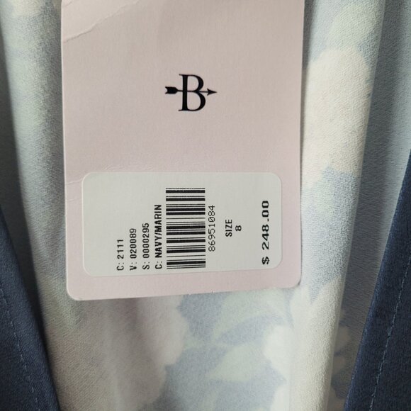 NWT BHLDN Leila Deep-V Flutter-Sleeve Satin A-Line Gown Navy/Martin Size 8 - Picture 6 of 7